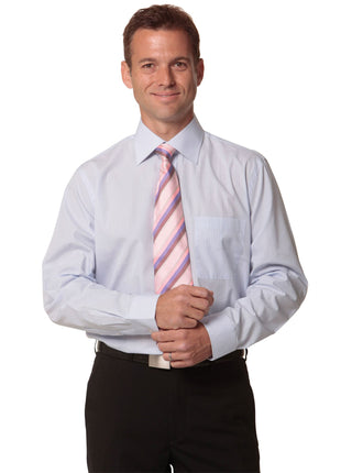 Mens Mini Check Long Sleeve Shirt (WS-M7360L)