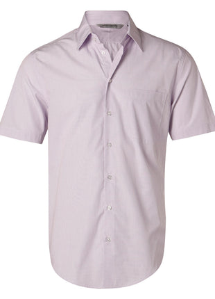 Mens Mini Check Short Sleeve Shirt (WS-M7360S)