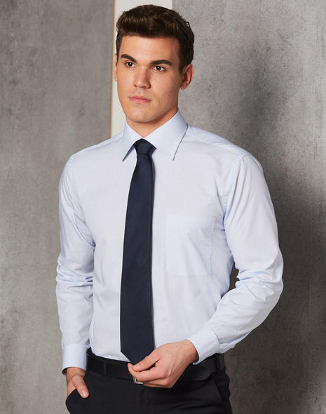 Mens Mini Check Premium Cotton Long Sleeve Shirt (WS-M7362)