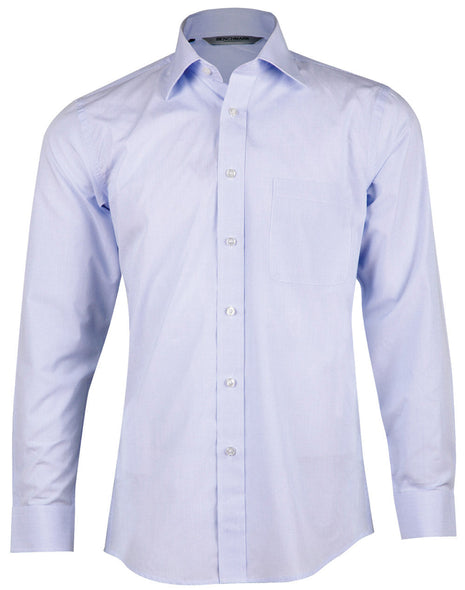 Mens Mini Check Premium Cotton Long Sleeve Shirt (WS-M7362)