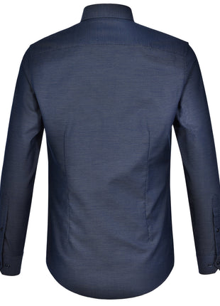 Mens Pin Dot Stretch Long Sleeve Shirt (WS-M7400L)