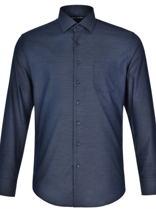 Mens Pin Dot Stretch Long Sleeve Shirt (WS-M7400L)