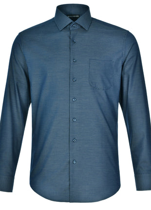 Mens Pin Dot Stretch Long Sleeve Shirt (WS-M7400L)