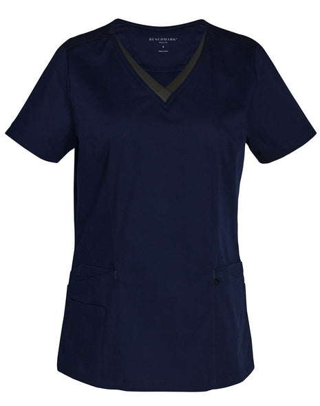 Womens Contrast Colour Short Sleeve Scrub Top (WS-M7660)