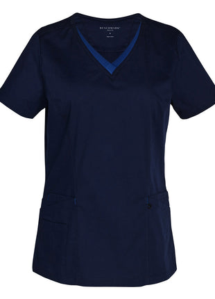 Womens Contrast Colour Short Sleeve Scrub Top (WS-M7660)