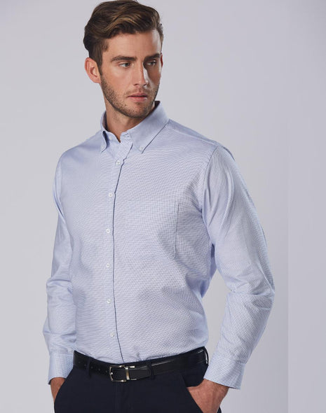 Mens Dot Contrast Long Sleeve Shirt (WS-M7922)