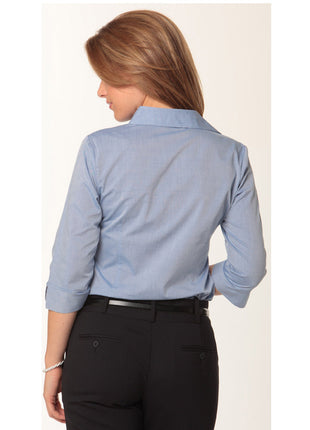 Womens Fine Chambray 3/4 Sleeve Shirt (WS-M8013)