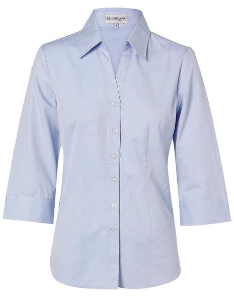 Womens Fine Chambray 3/4 Sleeve Shirt (WS-M8013)