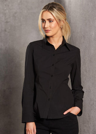 Womens Cotton / Poly Stretch Long Sleeve Shirt (WS-M8020L)
