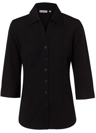 Womens Cotton/Poly Stretch 3/4 Sleeve Shirt (WS-M8020Q)