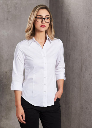 Womens Fine Twill 3/4 Sleeve Shirt (WS-M8030Q)