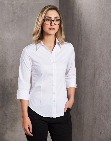 Womens Fine Twill 3/4 Sleeve Shirt (WS-M8030Q)