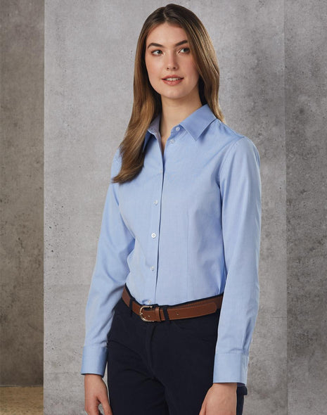 Womens CVC Oxford Long Sleeve Shirt (WS-M8040L)