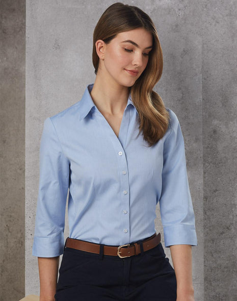 Womens CVC Oxford 3/4 Sleeve Shirt (WS-M8040Q)