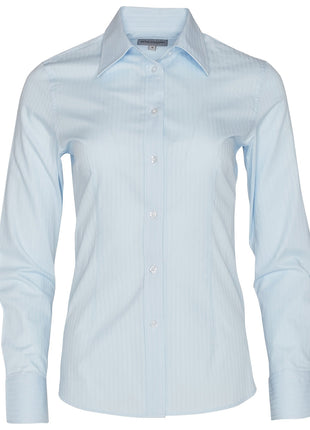 Womens Self Stripe Long Sleeve Shirt (WS-M8100L)