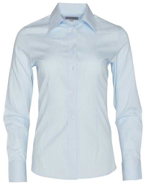 Womens Self Stripe Long Sleeve Shirt (WS-M8100L)