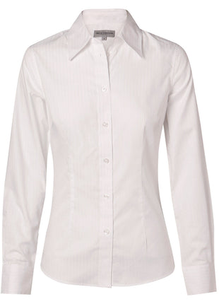 Womens Self Stripe Long Sleeve Shirt (WS-M8100L)
