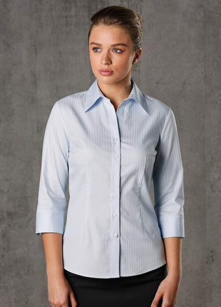 Womens Self Stripe 3/4 Sleeve Shirt (WS-M8100Q)