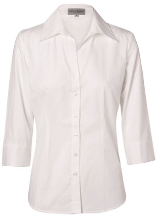Womens Self Stripe 3/4 Sleeve Shirt (WS-M8100Q)
