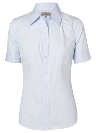 Womens Self Stripe Short Sleeve Shirt (WS-M8100S)
