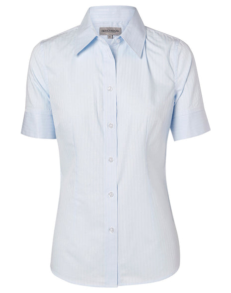 Womens Self Stripe Short Sleeve Shirt (WS-M8100S)