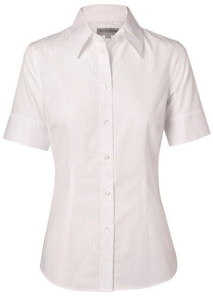 Womens Self Stripe Short Sleeve Shirt (WS-M8100S)
