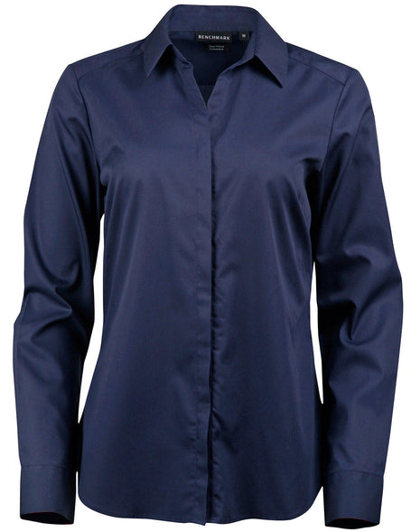 Womens Dobby Striped Taped Long Sleeve Shirt (WS-M8110L)