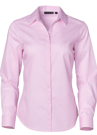 Womens Dobby Striped Taped Long Sleeve Shirt (WS-M8110L)