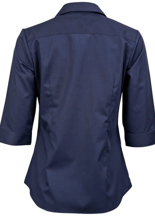 Womens Dobby Striped Taped 3/4 Sleeve Shirt (WS-M8110Q)