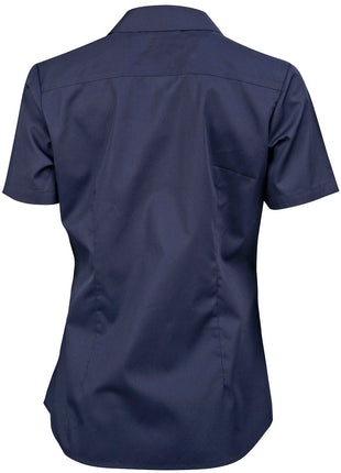 Womens Dobby Striped Taped Short Sleeve Shirt (WS-M8110S)