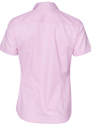 Womens Dobby Striped Taped Short Sleeve Shirt (WS-M8110S)