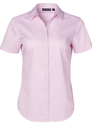 Womens Dobby Striped Taped Short Sleeve Shirt (WS-M8110S)