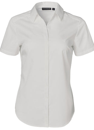 Womens Dobby Striped Taped Short Sleeve Shirt (WS-M8110S)