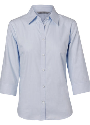 Womens Mini Herringbone 3/4 Sleeve Shirt (WS-M8113)