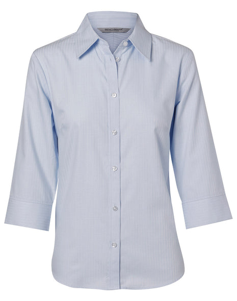 Womens Mini Herringbone 3/4 Sleeve Shirt (WS-M8113)