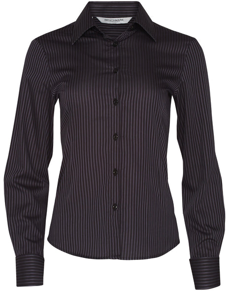 Womens Dobby Stripe Long Sleeve Shirt (WS-M8132)