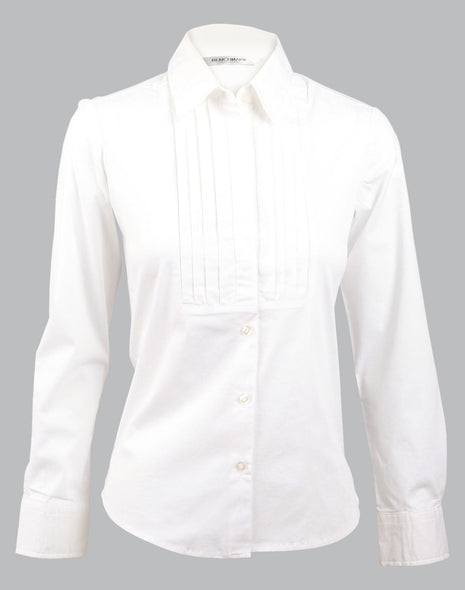 Womens Stretch Tuck Front Long Sleeve Shirt (WS-M8192)