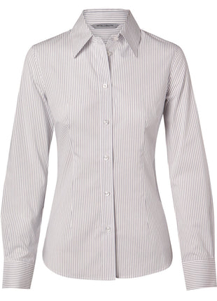 Womens Ticking Stripe Long Sleeve Shirt (WS-M8200L)
