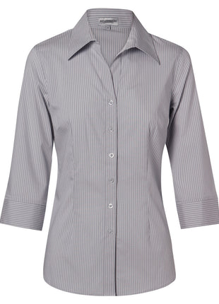 Womens Ticking Stripe 3/4 Sleeve Shirt (WS-M8200Q)