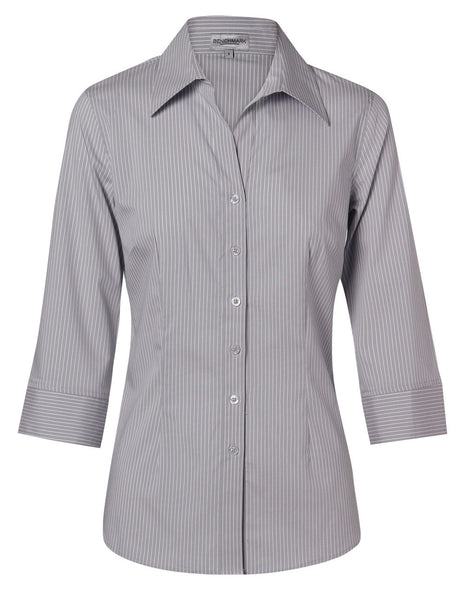 Womens Ticking Stripe 3/4 Sleeve Shirt (WS-M8200Q)