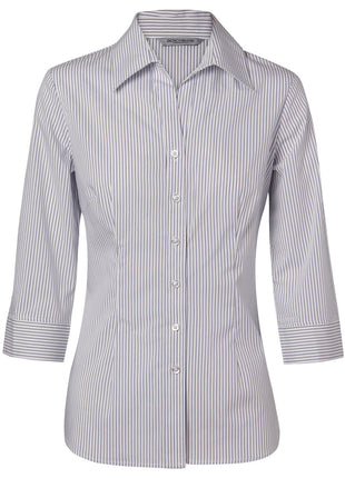 Womens Ticking Stripe 3/4 Sleeve Shirt (WS-M8200Q)
