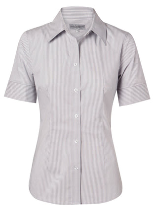 Womens Ticking Stripe Short Sleeve Shirt (WS-M8200S)