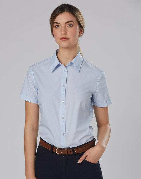 Womens Fine Stripe Short Sleeve Shirt (WS-M8211)