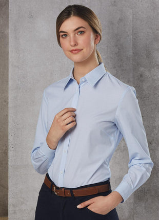 Womens Fine Stripe Long Sleeve Shirt (WS-M8212)