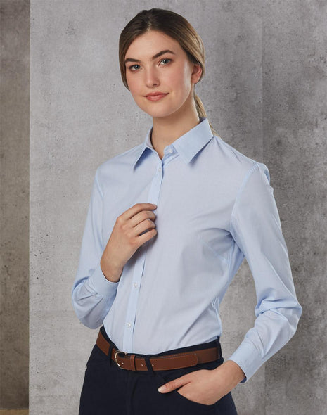 Womens Fine Stripe Long Sleeve Shirt (WS-M8212)