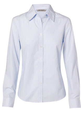 Womens Fine Stripe Long Sleeve Shirt (WS-M8212)