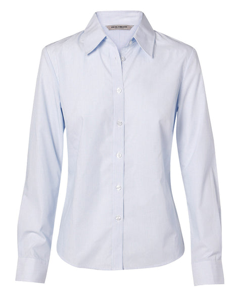 Womens Fine Stripe Long Sleeve Shirt (WS-M8212)