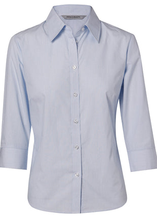 Womens Fine Stripe 3/4 Sleeve Shirt (WS-M8213)