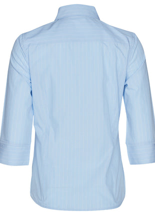 Womens Pin Stripe 3/4 Sleeve Shirt (WS-M8223)