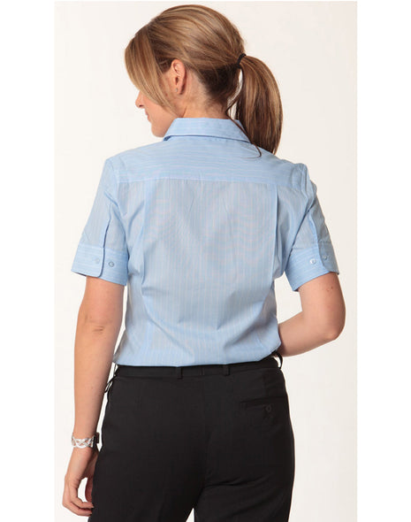 Womens Pin Stripe Short Sleeve Shirt (WS-M8224)